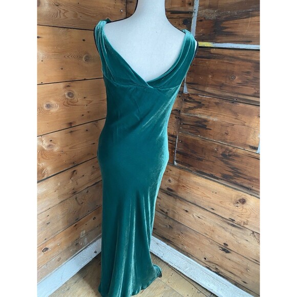 J Peterman Vintage Silk Rayon Velvet Evening Dress Women’s 2 Gown Emerald Green - Picture 5 of 12
